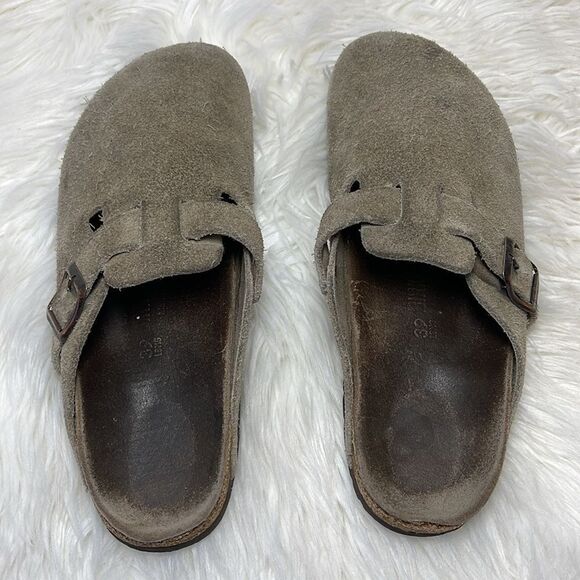 Birkenstock Tatami Oklahoma Tan Nubuck Slides Sz 39/US 8 - Picture 3 of 11